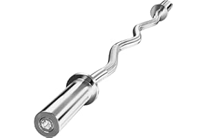 TUYOHW Olympic EZ Curl Barbell Bar, 47" Curl Bar for Weight Lifting,Chrome Curling Bar for 2 Inch Weight Plates，Biceps, triceps, Back/Leg Muscle Group Exercise,Training Bar for Home Gym