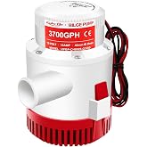 3700GPH Boat Bilge Pump,12V Submersible Bilge Pump with 1-1/2" Hose Outlet Plumbing Non Automatic for Marine, Boat, Yacht