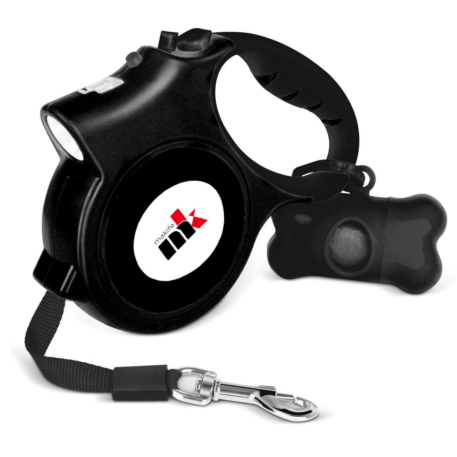 Makife Retractable Dog Lead with LED Light 5m Extendable Dog Leash with Dog Waste Bags for Small Medium Dogs up to 25kg Brake & Lock System Ergonomic Handle — image 1