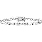 KISPER Tennis Bracelet for Women - 24K White Gold or Gold Plated Round Cut AAAAA CZ, 3mm/4mm Width, Elegant Jewelry Gift, 6.5/7/7.5 Inch