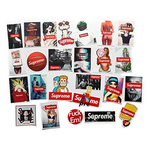 Supreme Stickers Pack FNGEEN Laptop Stickers Bomb Motorcycle Bicycle Luggage Decal Graffiti Patches Skateboard Stickers for Laptop Travel Case Skateboard Guitar Car Bike Bumper Decals (Series 50B)