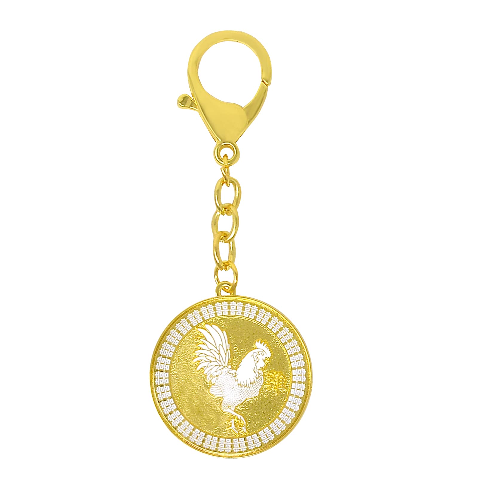 Juanxian Rooster Peach Blossom Amulet Keychain w4998
