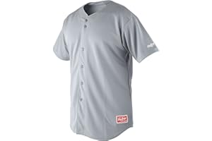 Rawlings Men's Full Button Jersey with Raglan Sleeves (Blue Grey, Large)