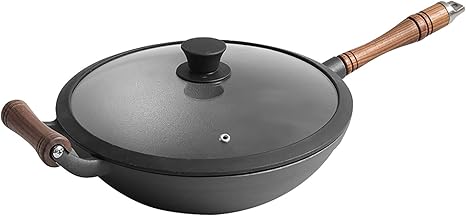 Amazon 鉄 炒め鍋 30cm Ih対応 中華鍋 木製の鍋のふた 丸底デザイン Color B 中華鍋 オンライン通販