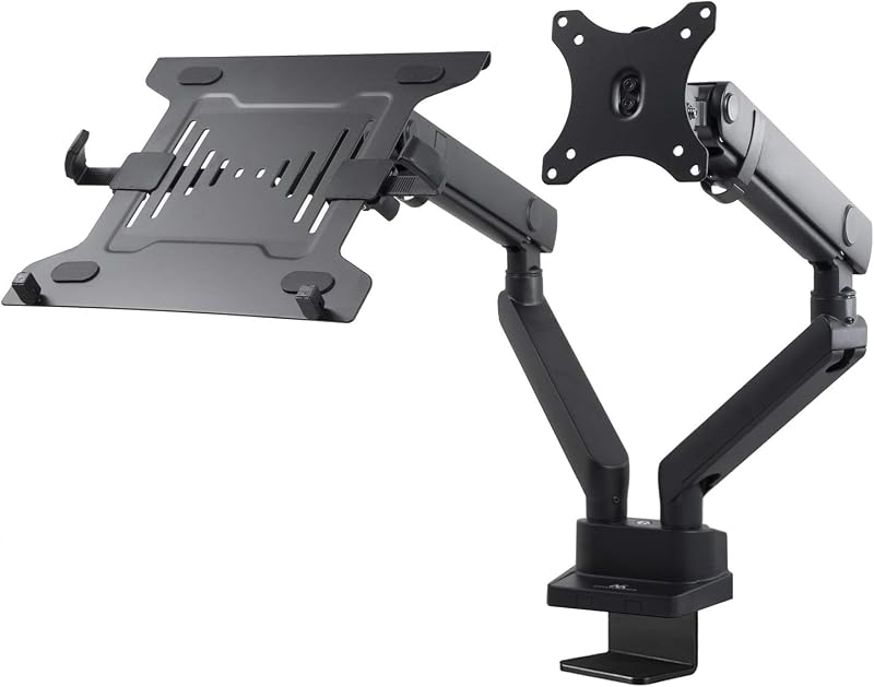 Suporte de secretária para 2 ou 3 monitores, portátil, portátil, ecrã, monitor, altura, rotação e inclinação ajustável, com portas USB integradas, VESA 75x75, 100x100 (MC-813 Double)