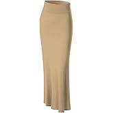 Made By Johnny Women's Solid Basic Lightweight Floor Length Flare Long Maxi Lounge Skirt (S~3XL)