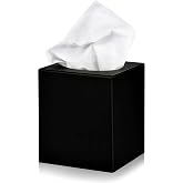 Alpine Industries Black Acrylic Tissue Box Cover - Eco Friendly Dispenser - Decorative Holder/Organizer for Bathroom, Office Desk &amp; Car (Black)