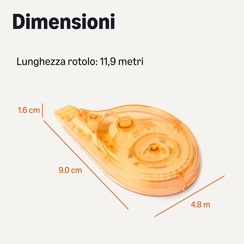 , Correttore a Nastro, Confezione da 10, a Rullo, Formato Penna, Stile Mouse, Asciugatura Istantanea, Lunghezza 12m, Colori Verde, Viola, Arancione, Rosso, Blu