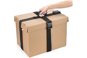 JIPIMON Box Carrying Strap with Handle Adjustable Belt Cross Style Carry Straps for Safely Moving and Lifting Heavy Boxes, Groceries, Luggage (Black)