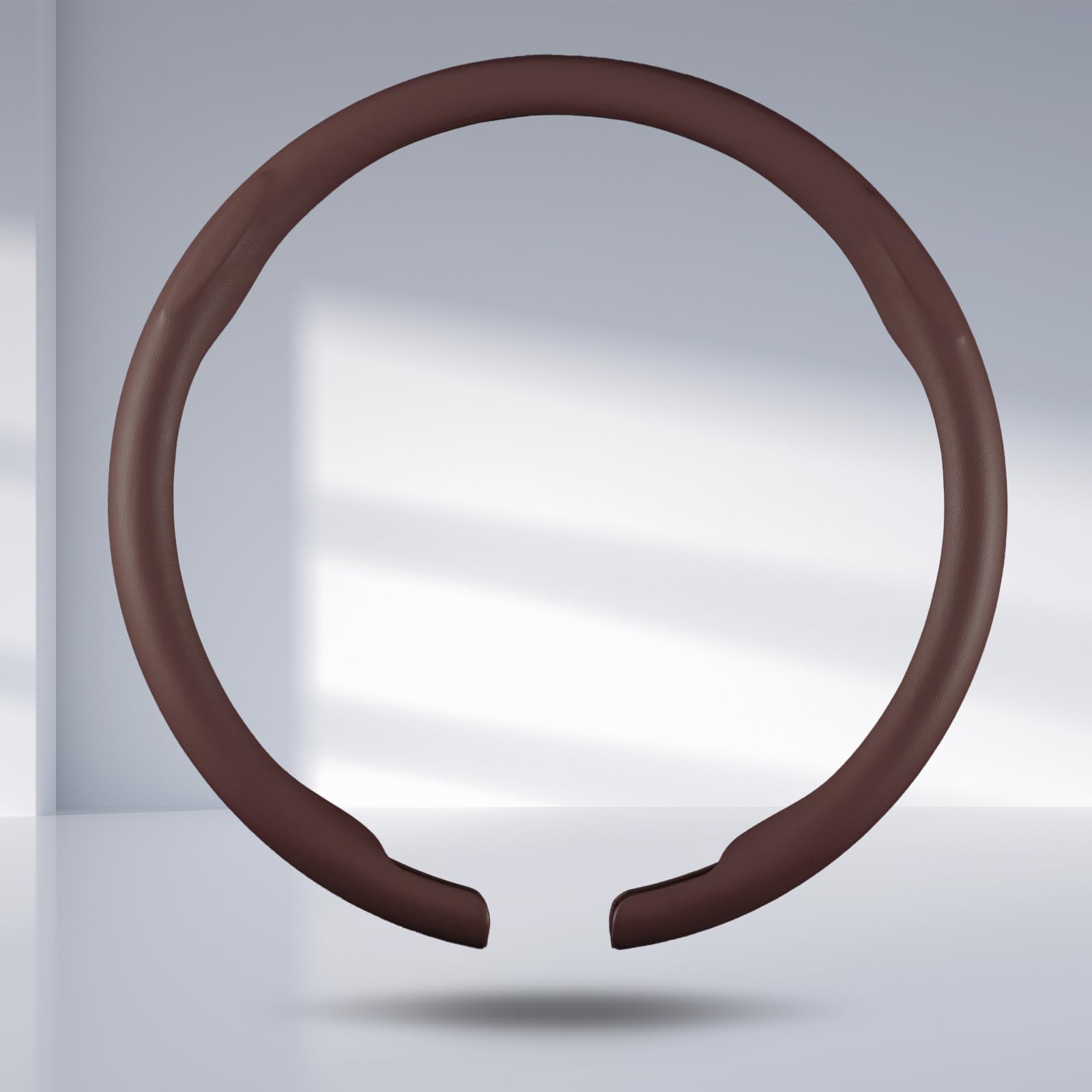 Photo 1 of Steering Wheel Cover Men Leather Car Steering Wheel Accessories Thin Snap On Steering Wheel Protector 14.5-15 inch Universal, Coffee