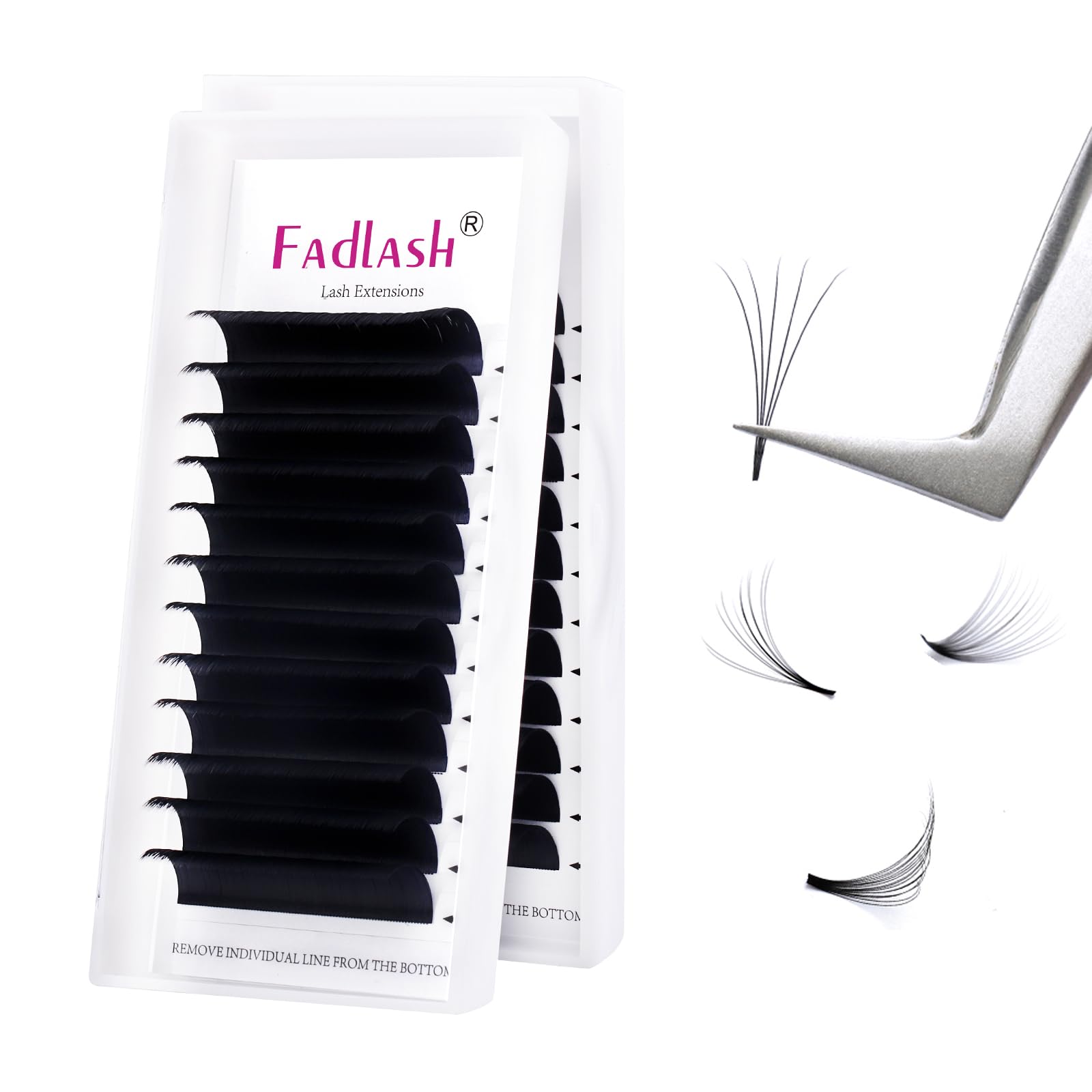 Fadlash Easy Fan Lashes | D Curl 0.03 15mm Automatic Blooming Russian Eyelashes Extensions