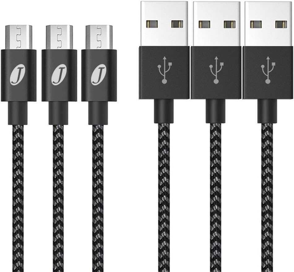 [3 Pack 1m] Micro USB Cable, Jecent 3.3ft Nylon Braided Android Charger Cables High Speed USB Charging for Android Devices,Smartphones Samsung Galaxy, Kindle, Nexus, HUAWEI, LG, Sony (Sliver Black)