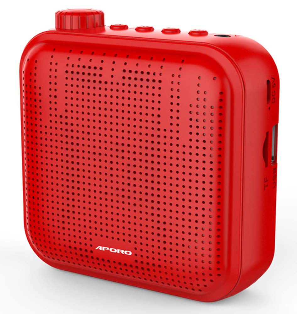 Voice Amplifier, 12W Rechargeable PA system (1200mAh) With Wired Microphone for Teachers, Tour Guide and more (Red)