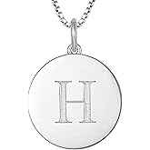 YL Initial Necklace 925 Sterling Silver Square/Round/Heart Letter Pendant A-Z Alphabet Polished Jewelry for Women