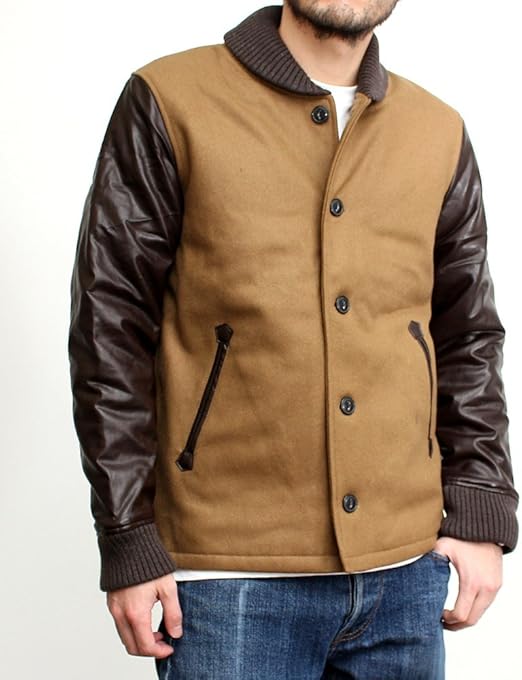 Amazon ジャケット メンズ アウトオブサイト Out Of Sight メルトン ファラオジャケット スタジャン スタジアムジャケット アウター 96 Blh0722 キャメル 40 L サイズ コート ジャケット 通販