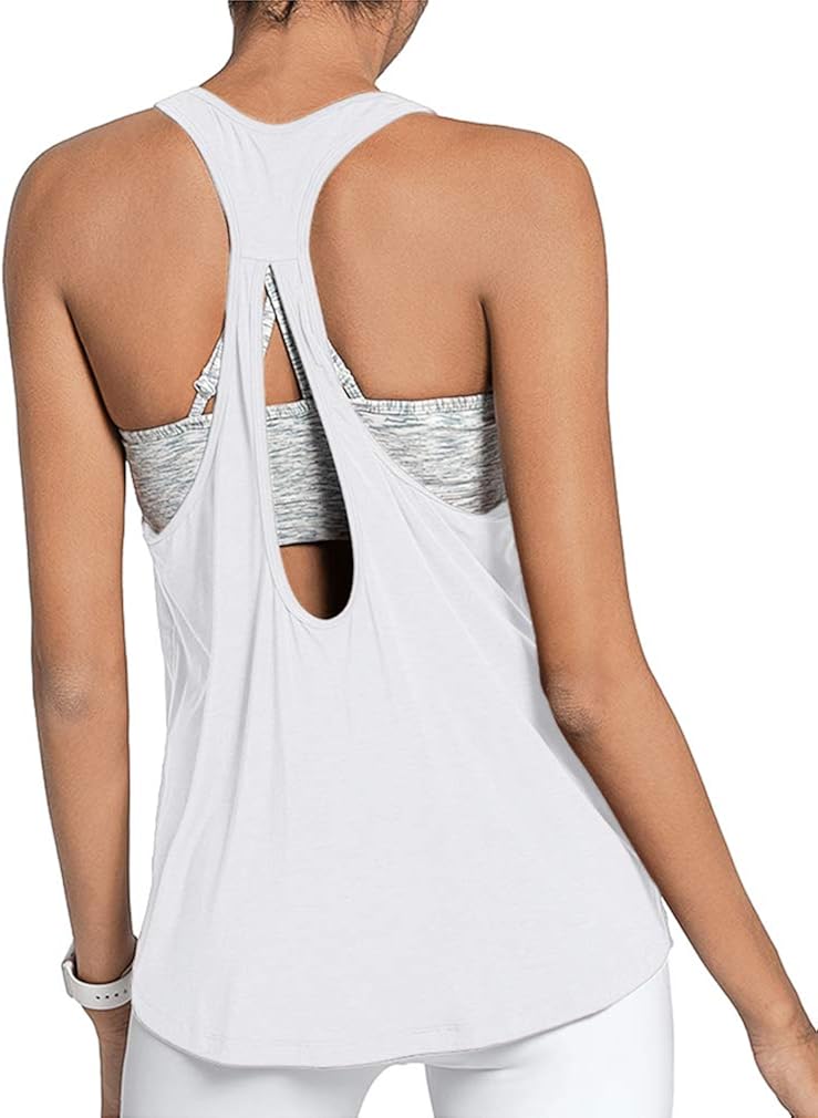 DIBAOLONG Womens Sexy Open Back Yoga Tops Workout Clothes Racerback Tank Top at  Women’s Clothing store