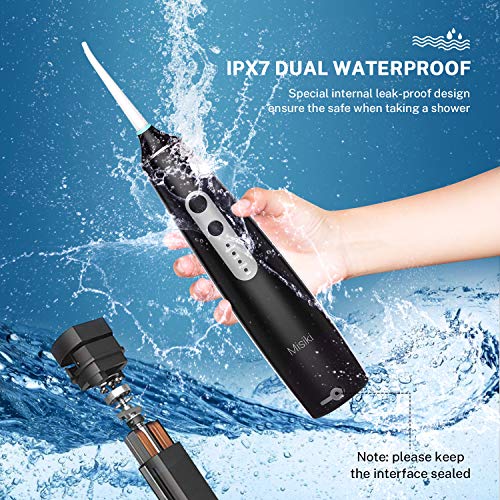 Misiki Water Flosser Cordless, Dental Oral Irrigator for Teeth, IPX7 Waterproof Portable Oral Irrigator, Electric Water Flosser with Build-in 2000mAh Rechargeable Lithium Battery for Home and Travel