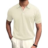 Syktkmx Mens Golf Polo Shirts Short Sleeve Casual Banded Bottom Stretch Classic Fit Solid Knit T-Shirts