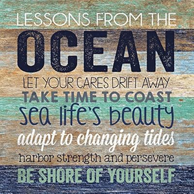 P. Graham Dunn Lessons from The Ocean Lath 5.5 x 5.5 Solid Wood Barnhouse Block Sign 61YWRMxs L