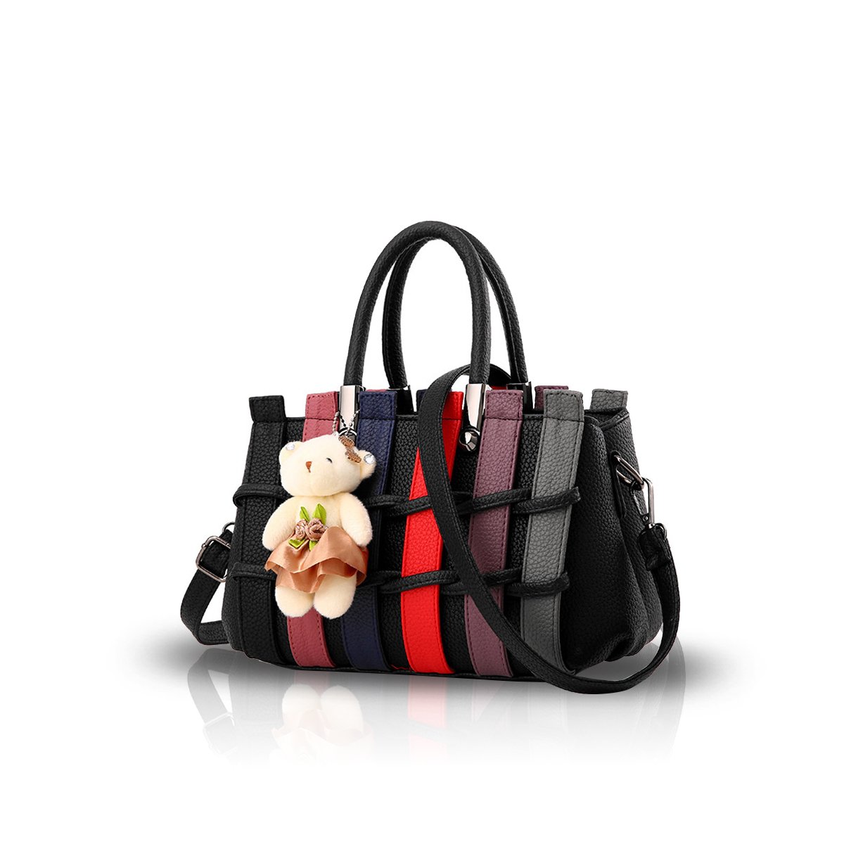 NICOLE & DORIS Women's Handbags for Women, Shoulder Bags, Handbag with Handles, Women's Handbag, the Latest Trends, Splice Color, black, L, tote bags