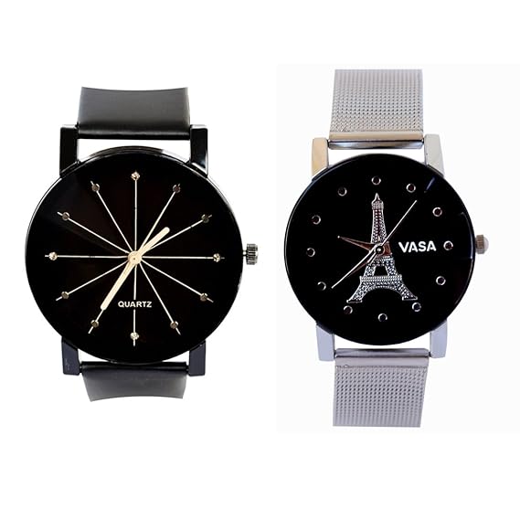 VITREND(R-TM) New Stylish Effil Tower Wenlog and Diamond Dial New Watches Combo for Couple