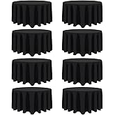 Heneger 8 Pack Black Round Tablecloths 90 Inch Black Table Cloth Stain and Wrinkle Resistant Reusable and Washable Polyester Fabric for Buffet Wedding Party and Banquet