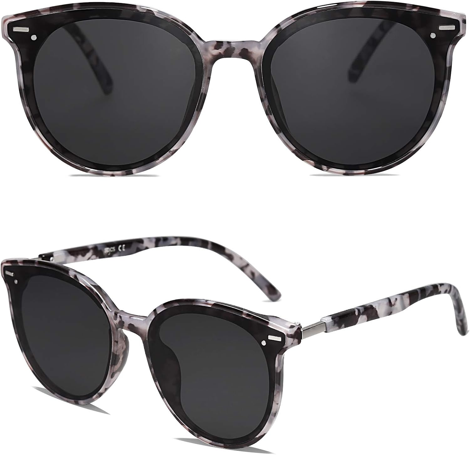 SOJOS Classic Round Retro Plastic Frame Vintage Large Sunglasses BLOSSOM SJ2067 with Black Frame/Grey Lens: Clothing