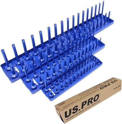 US PRO 3 Piece Socket Storage Rack Tray 1/4 3/8 1/2 Inch Drive Metric