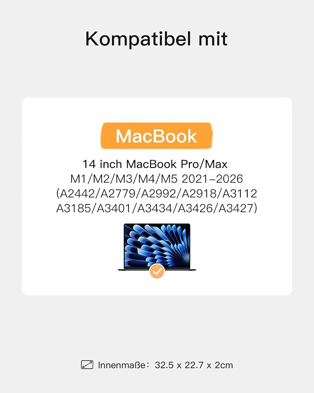 Laptoptasche Hülle Kompatibel mit MacBook Pro 14, 13.3 Zoll Laptops