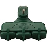 Woods 13270 Outdoor Rated 3 Outlet Covered Adapter, Green