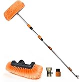 SISUPASSIE 12FT Car Wash Brush with Long Handle, 12-Inch Soft Bristle Car Cleaning Brush for Cleaning RV, Truck, Boat, Solar 
