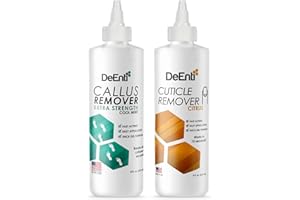 DEENTERPRISES, INC. DeEnti Nail Care Set - Mint Scented Callus Remover & Citrus Cuticle Remover - Professional Quality Nail Care Kit, Salon Grade 8oz Bottles, Home Manicure and Pedicure Kit