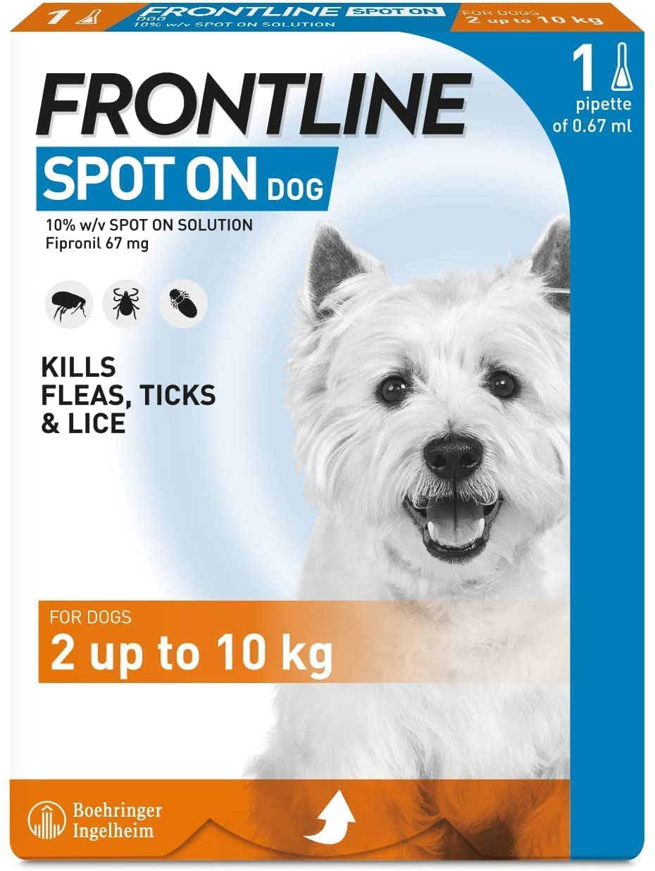 FRONTLINE Spot On Flea & Tick Treatment for Small Dogs (2-10kg) 1 Pipette Box
