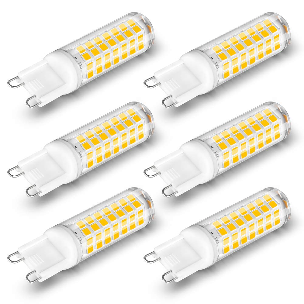 G9 7W Dimmable LED Light Bulbs, Warm White 2700K, 600LM, 60W Halogen Replacement, 220V-240V, 360 Degree, Energy Saving, No Strobe, No Flicker (6-Pack, Dimmable)