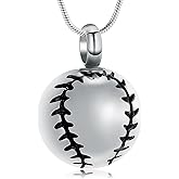 Stainless Steel 20mm Baseball Memorial Urn Jewelry Pendant Hold Cremation keepsake necklace for ashes