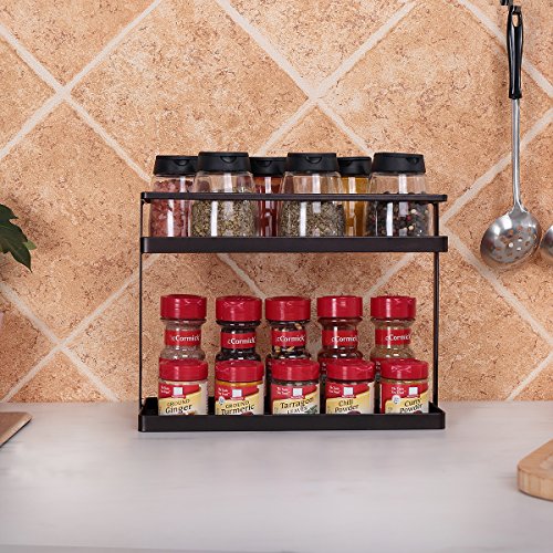 2-Tier Standing Spice Rack GONGSHI Kitchen Cabinet Storage Organizer