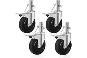 Besitu 5 inches Scaffolding Wheels Baker Scaffold Wheels 1 Inch Solid Round Stem Caster Set of 4 Swivel Caster Wheels for Sca