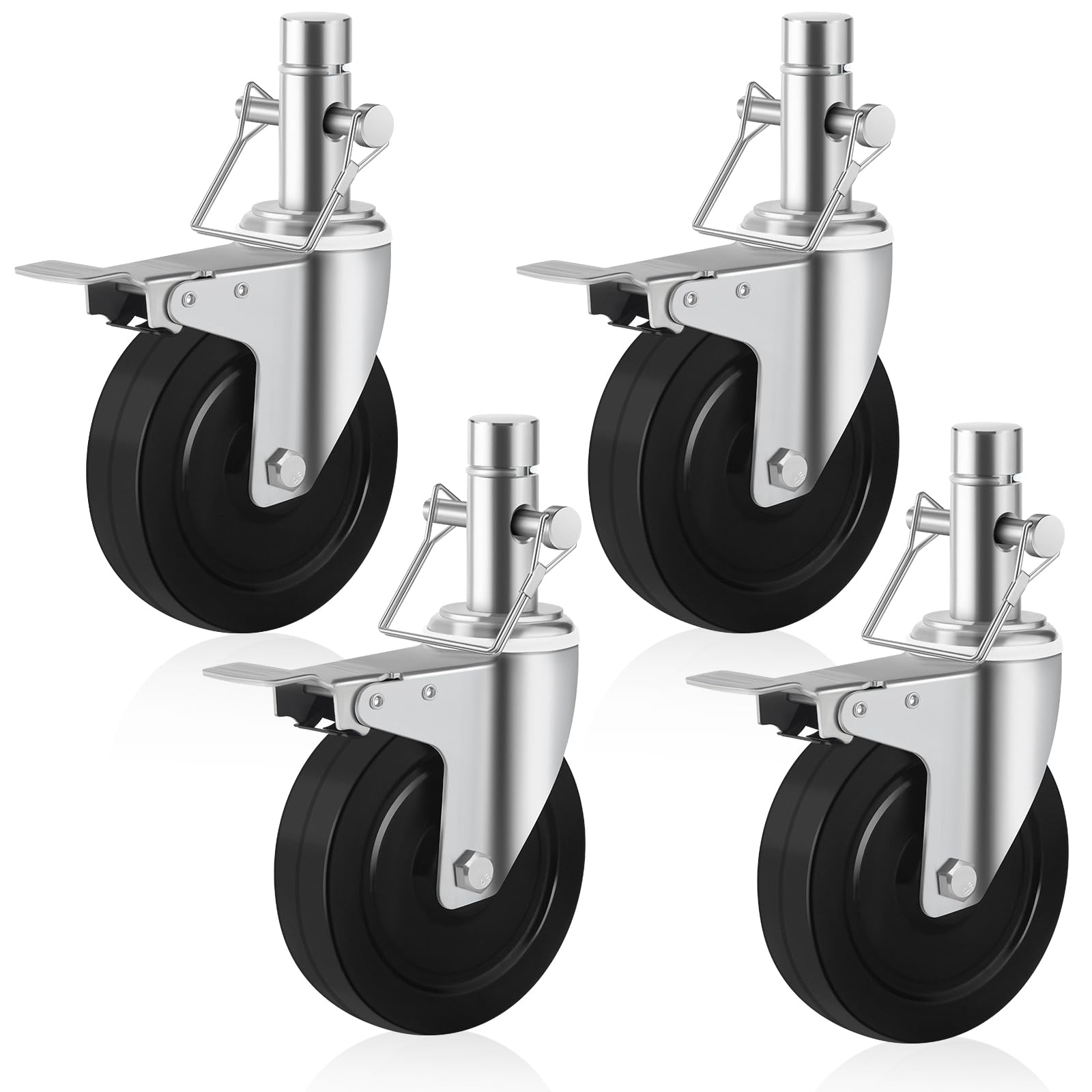 Photo 1 of Besitu 5 inches Scaffolding Wheels Baker Scaffold Wheels 1 Inch Solid Round Stem Caster Set of 4 Swivel Caster Wheels for Scaffolding 440LBS Capacity Per Wheel Metaltech Scaffolding Accessories