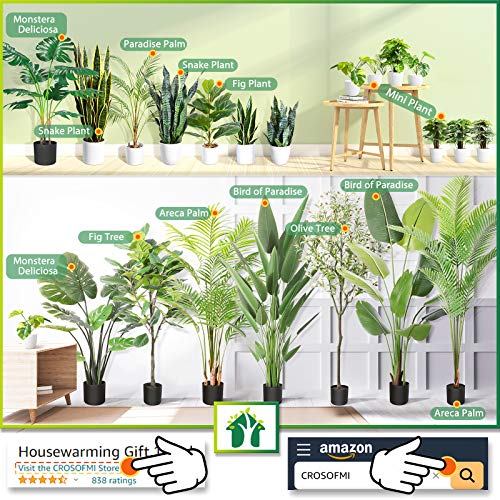 CROSOFMI Artificial Monstera Deliciosa Plant 31 Inch Fake Tropical Palm