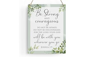 BELLOWDEER Scripture Wall Art Bible Verses Joshua 1:9 Wooden Hanging Sign Prayer Room Decor Religious Gift Christian Wall Decor for Home Office Bedroom Living Room Nursery 8x10 Inches