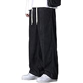 MAVQX Men's Corduroy Pants Elastic Waist Drawstring Baggy Pants Fashion Loose Casual Long Trousers with Pockets