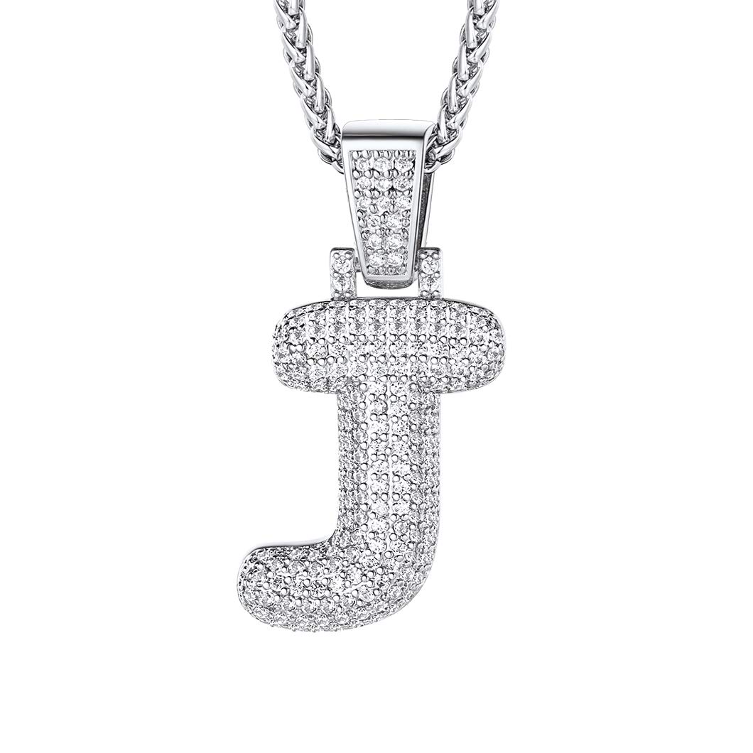 Richsteel Gold Chain Letter Bubble j Necklace Men Iced Initial cz Necklaces for Boys — image 1