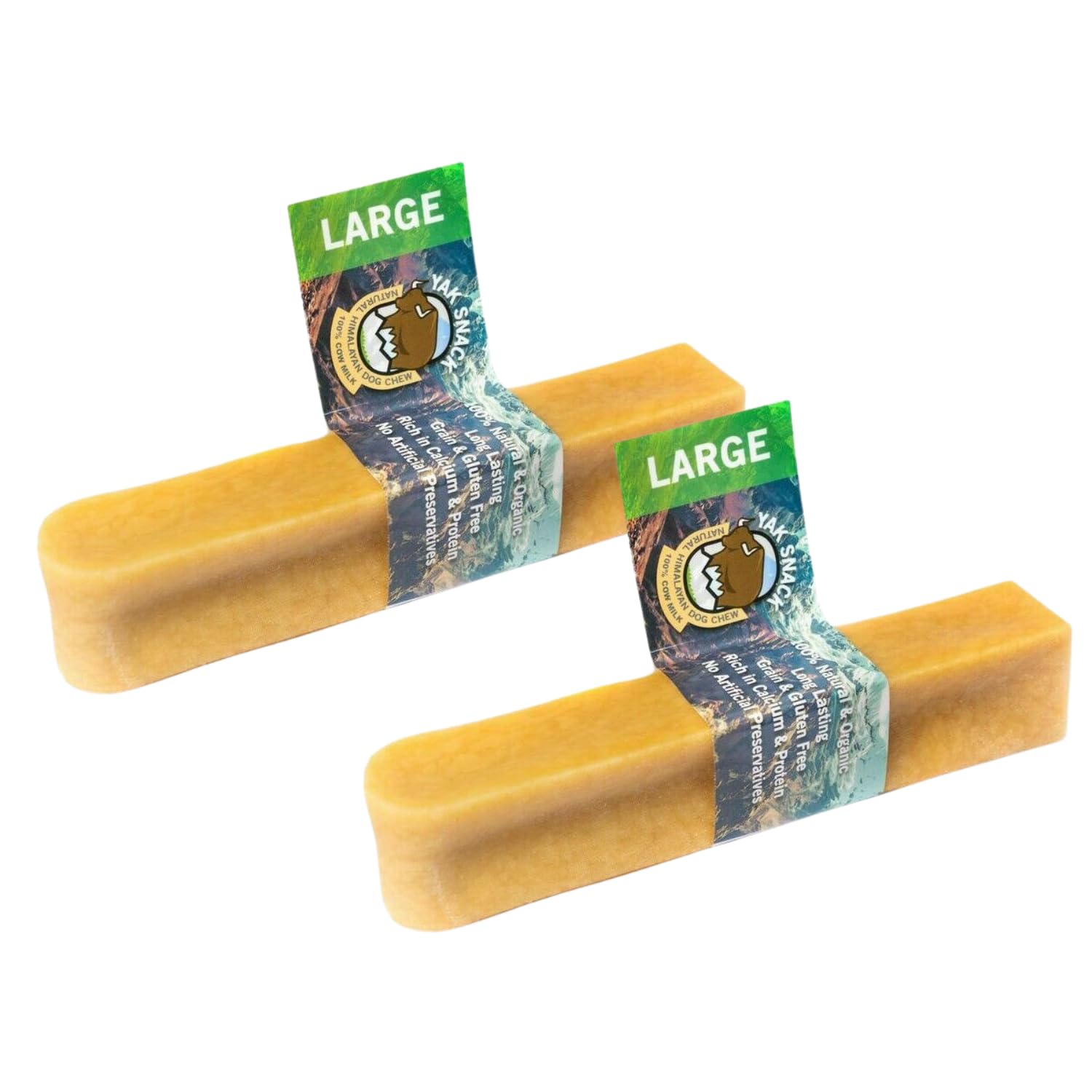 Yak Snack - Large Yak Chews for Dogs Natural Dog Treats 2 Pack Long Lasting Chew For Dogs With No Artificial Preservatives Yak Milk Chews Low In Fat, High In Protein, Calcium Grain And Gluten Free