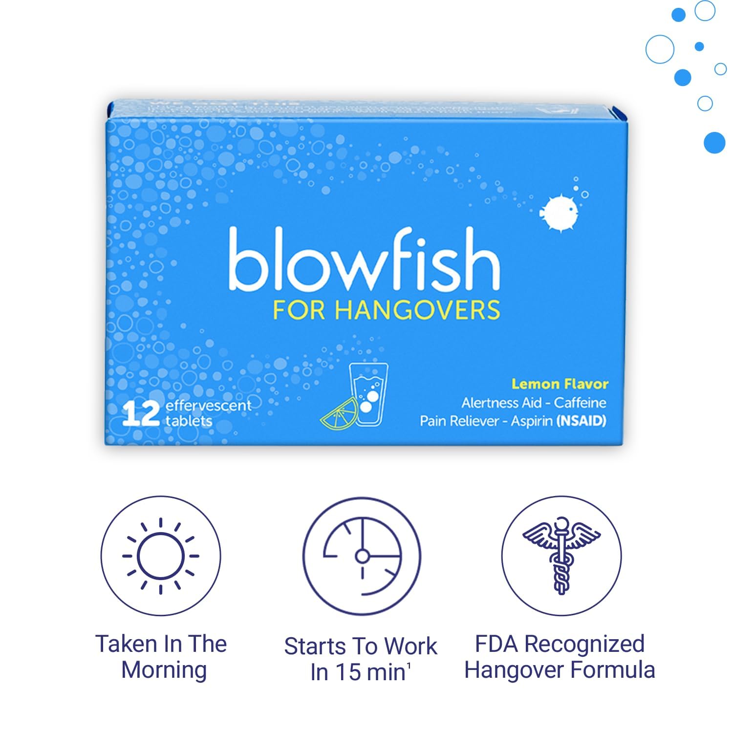 Blowfish for Hangovers - Fast Hangover Relief in 15 Minutes | Headache Relief, Energy, and Hydration in One Step | Single Box