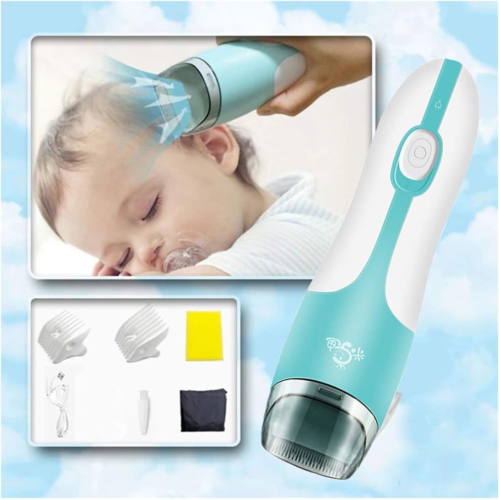 Leadmall Professional Child Hair Clippers - Baby Haircut Kit Hair Trimmer Kids Electric Automatic Vacuum Hair Suck Clipper - Cordless Waterproof Hair Grooming Set for Family Home (Blue)