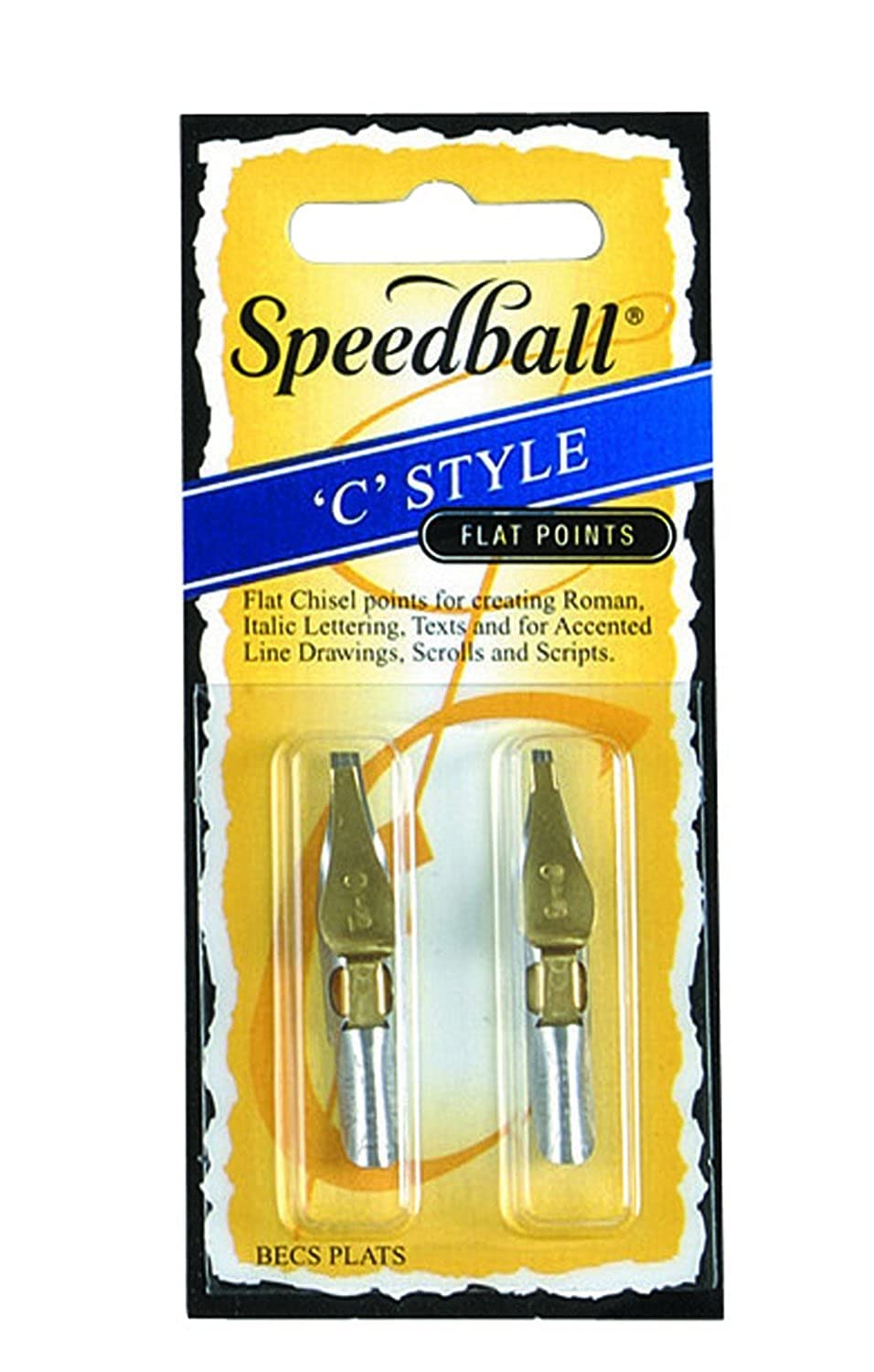 Speedball C2/C3 Series Pen Nib, Broad Edge Nibs, Triple-Reservoir Design, Calligraphy Ink Pen, Handwriting, Lettering, Fountain, Crow, For Artist Caligraphy Set, Silver