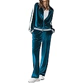 Ekouaer Women's Velvet Velor Tracksuits 2 Piece Lounge Outfits Zip Up Sweatshirt and Sweatpants with Pockets S-3XL