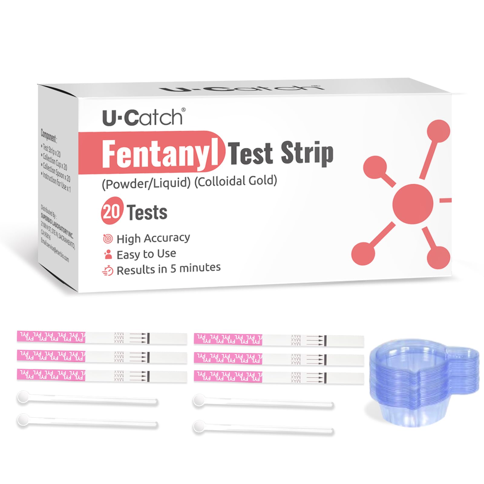 Photo 1 of [20 Pack] Fentanyl Test Strips: Rapid Fentanyl Testing Kit for Liquid/Powder Substances Fentanyl Components Detection in High Sensitivity- Individually Packaged