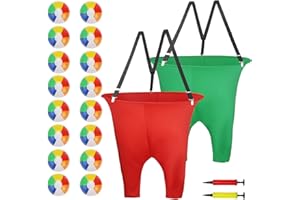 2 Pcs Granny Pants Yard Game, Granny Pants Outdoor Game with 16 Six-Color Bouncy Ball and 2 Air Pump, Team Relay Family Reuni
