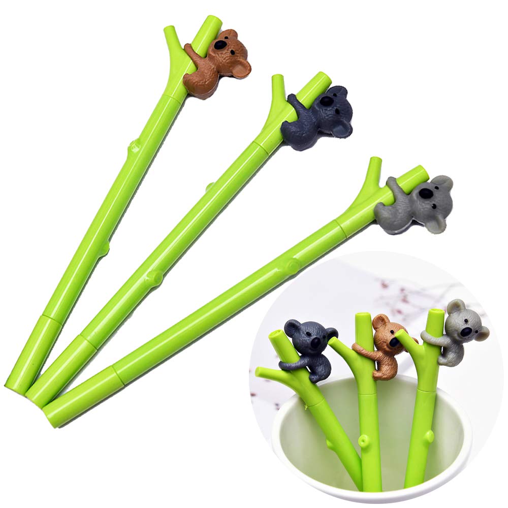 JKJF Cute Koala Ballpoint Gel Pens Office School Student Stationery Kids Gift Writing Supplies, 0.5mm Fine Point Black Ink, 6 Pcs